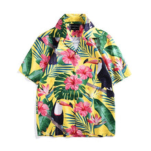 Load image into Gallery viewer, Loose Flamingo Shirt For Men Summer Leisure Holiday Print Short-Sleeved Shirt New Couple Casual Tops Hawaiian Shirt