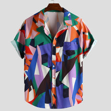 Load image into Gallery viewer, Shirt Men Fashion Casual Short Sleeve Button Painting Top Blouse Shirts Male shirt