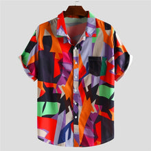 Load image into Gallery viewer, Shirt Men Fashion Casual Short Sleeve Button Painting Top Blouse Shirts Male shirt
