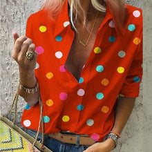 Load image into Gallery viewer, Summer Blouse Women Tops Casual Long Sleeved Loose Dot Print Deep V Neck Shirt Bluzki Damskie Blusas 2019