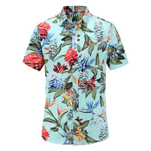 Load image into Gallery viewer, 2019 New Summer Mens Short Sleeve Beach Hawaiian Shirts Cotton Casual Floral Shirts Regular Mens clothing Fashion
