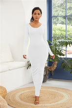 Load image into Gallery viewer, 2019 Spring Autumn Women New Long Sleeve O Neck Solid Slim Long Dress Casual Simple High Stretchy Bodycon Package Hip Maxi Dress