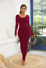 Load image into Gallery viewer, 2019 Spring Autumn Women New Long Sleeve O Neck Solid Slim Long Dress Casual Simple High Stretchy Bodycon Package Hip Maxi Dress