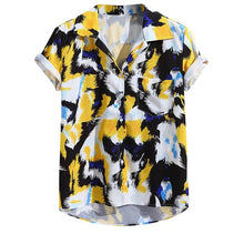 Load image into Gallery viewer, 2019 New Fashion High Quality Summer Mens Multi Color Lump Chest Pocket Short Sleeve Round Hem Loose Shirts Blouse