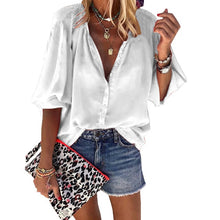 Load image into Gallery viewer, Summer Blouse Women Tops Casual Long Sleeved Loose Dot Print Deep V Neck Shirt Bluzki Damskie Blusas 2019