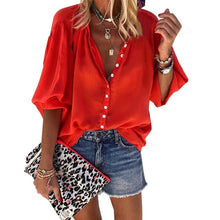 Load image into Gallery viewer, Summer Blouse Women Tops Casual Long Sleeved Loose Dot Print Deep V Neck Shirt Bluzki Damskie Blusas 2019