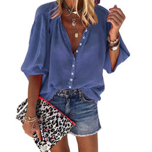 Load image into Gallery viewer, Summer Blouse Women Tops Casual Long Sleeved Loose Dot Print Deep V Neck Shirt Bluzki Damskie Blusas 2019