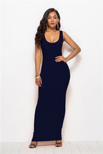 Load image into Gallery viewer, 2019 Spring Autumn Women New Long Sleeve O Neck Solid Slim Long Dress Casual Simple High Stretchy Bodycon Package Hip Maxi Dress