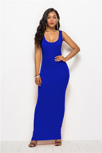 Load image into Gallery viewer, 2019 Spring Autumn Women New Long Sleeve O Neck Solid Slim Long Dress Casual Simple High Stretchy Bodycon Package Hip Maxi Dress