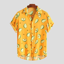 Load image into Gallery viewer, Shirts Mens Funny Avocado Printed Turn Down Collar Short Sleeve Casual Shirts Men Button Streetwear Beach Shirts
