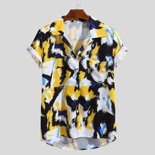 Load image into Gallery viewer, 2019 New Fashion High Quality Summer Mens Multi Color Lump Chest Pocket Short Sleeve Round Hem Loose Shirts Blouse
