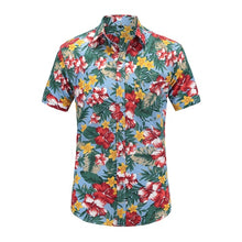 Load image into Gallery viewer, 2019 New Summer Mens Short Sleeve Beach Hawaiian Shirts Cotton Casual Floral Shirts Regular Mens clothing Fashion