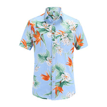 Load image into Gallery viewer, 2019 New Summer Mens Short Sleeve Beach Hawaiian Shirts Cotton Casual Floral Shirts Regular Mens clothing Fashion