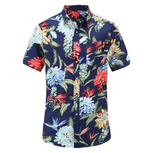 Load image into Gallery viewer, 2019 New Summer Mens Short Sleeve Beach Hawaiian Shirts Cotton Casual Floral Shirts Regular Mens clothing Fashion