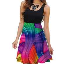 Load image into Gallery viewer, New 2019 Summer Dresses Women Print Beach Dress Casual Sleeveless O-Neck Patchwork A-Line Dress Boho Tank Sexy Dresses
